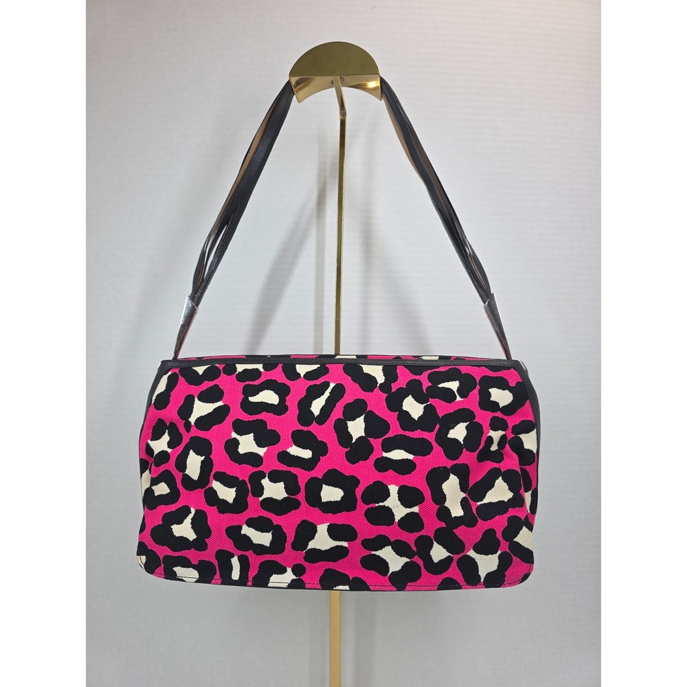 Bottega Veneta Pink Leopard Print Canvas Shoulder Bag Made in Italy COA Included